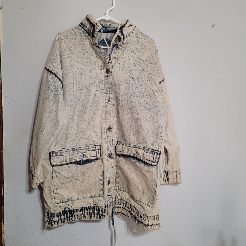 Be In The Current‎ Seen Acid Washed Denim Coat Womens M VTG 80’s 90’s Y2K